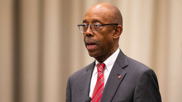 President Emeritus Michael Drake at Podium